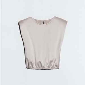 Zara shoulder pad satin top
